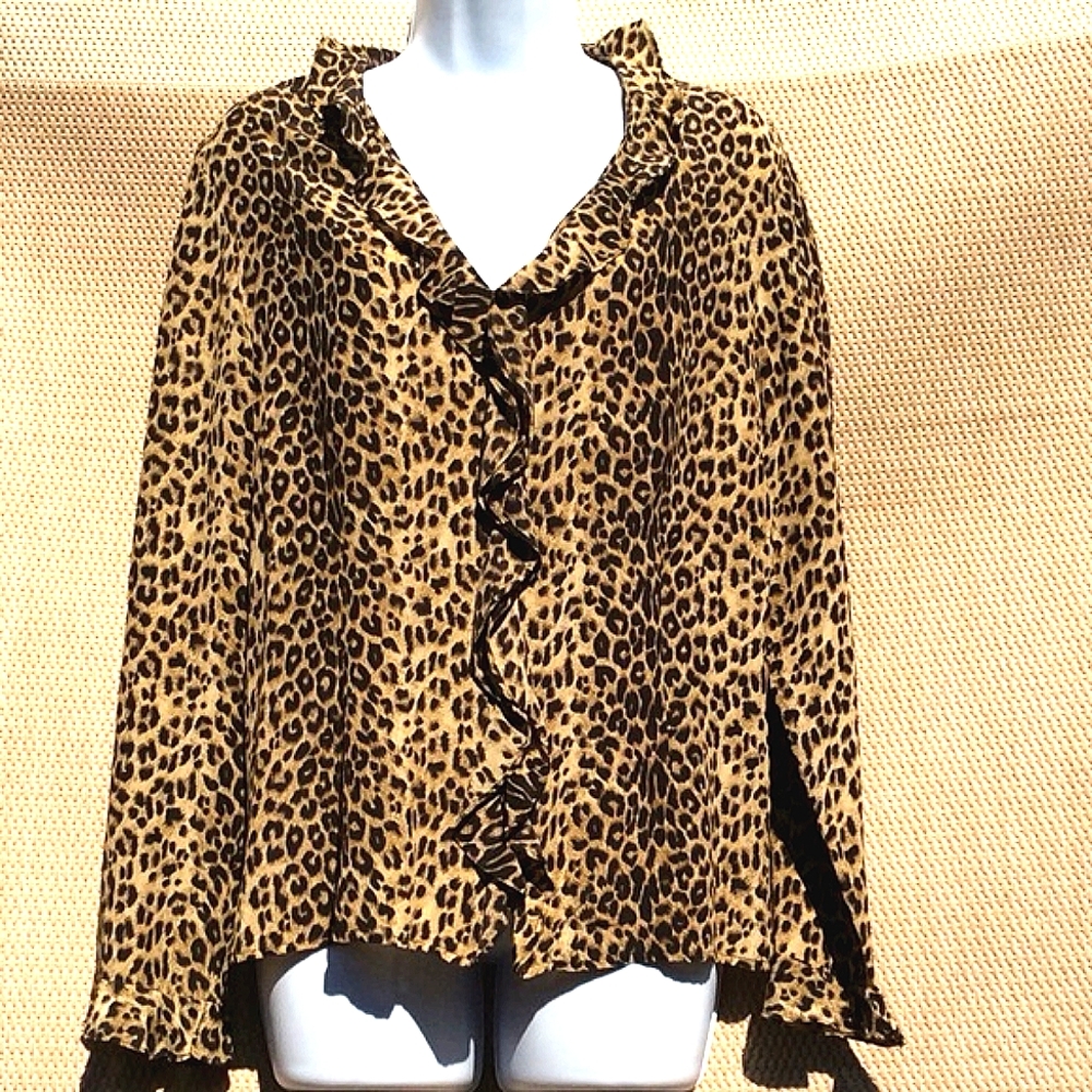 Sunny Leigh 100% Silk Tiger Print Blouse